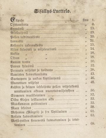 Maanviljelykirja_sisällysluettelo